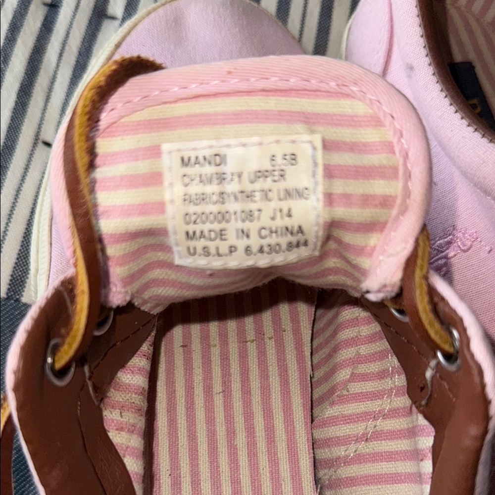 Ralph Lauren Pink and Brown Canvas Sneakers - Picture 3 of 8
